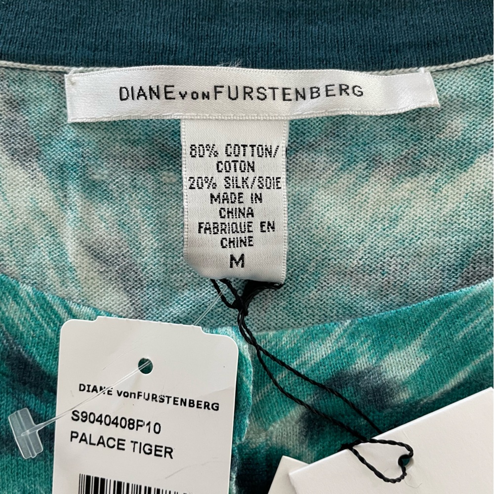 New with Tags Diane Von Fuerstenberg Ibiza Palace Tiger Green Cardigan Medium - Picture 10 of 13